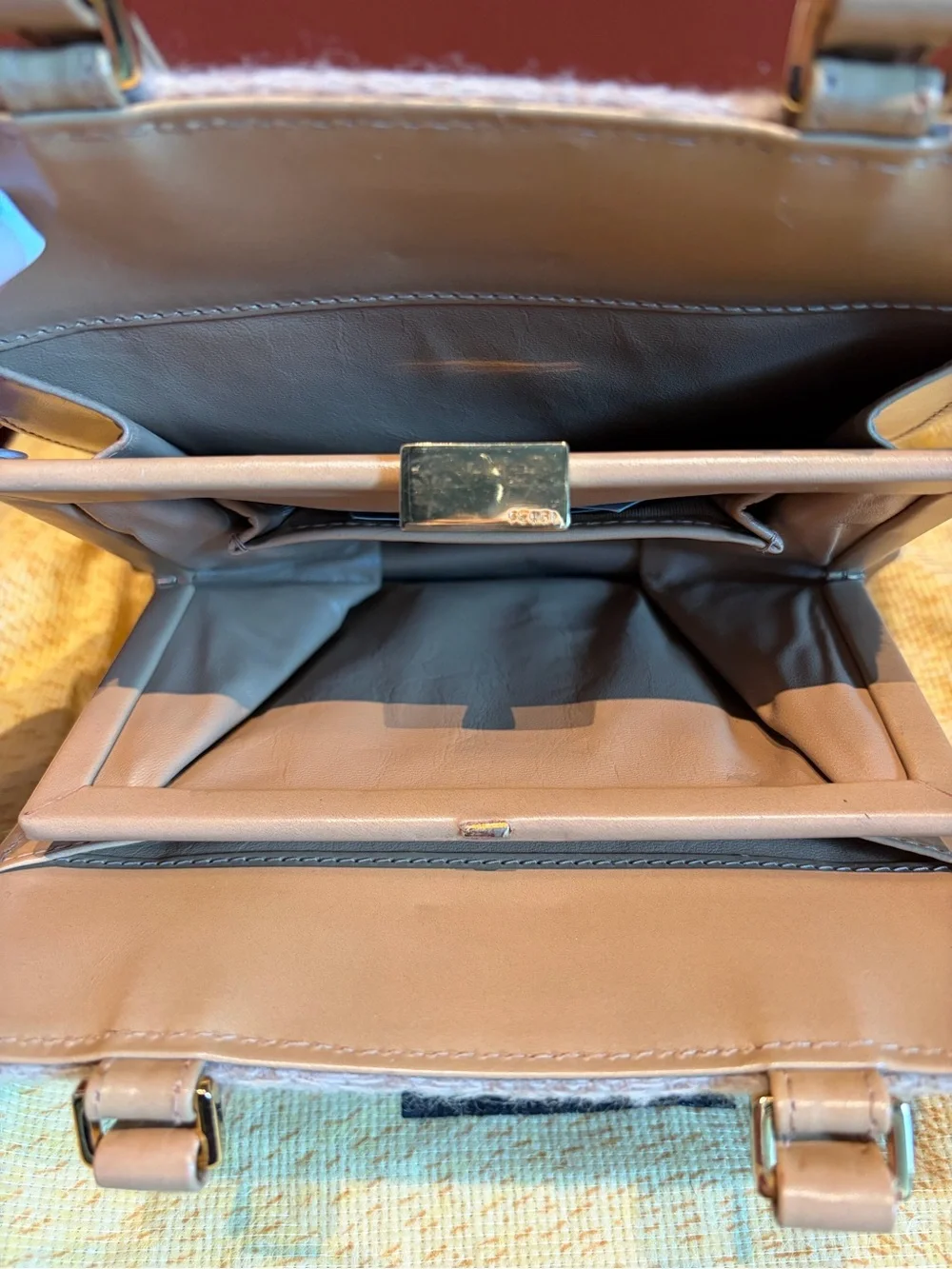 Fendi Beige Wool Square Top-Handle Bag
